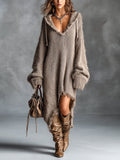 Chiara | Abito Midi in Maglia Felpata con Cappuccio