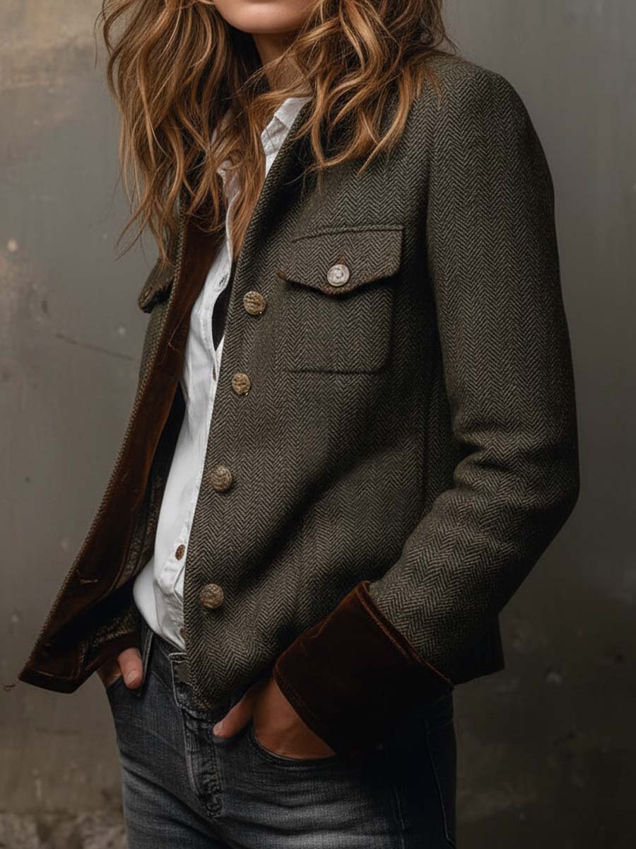 Dolores | Blazer Spigato con Bordo a Contrasto