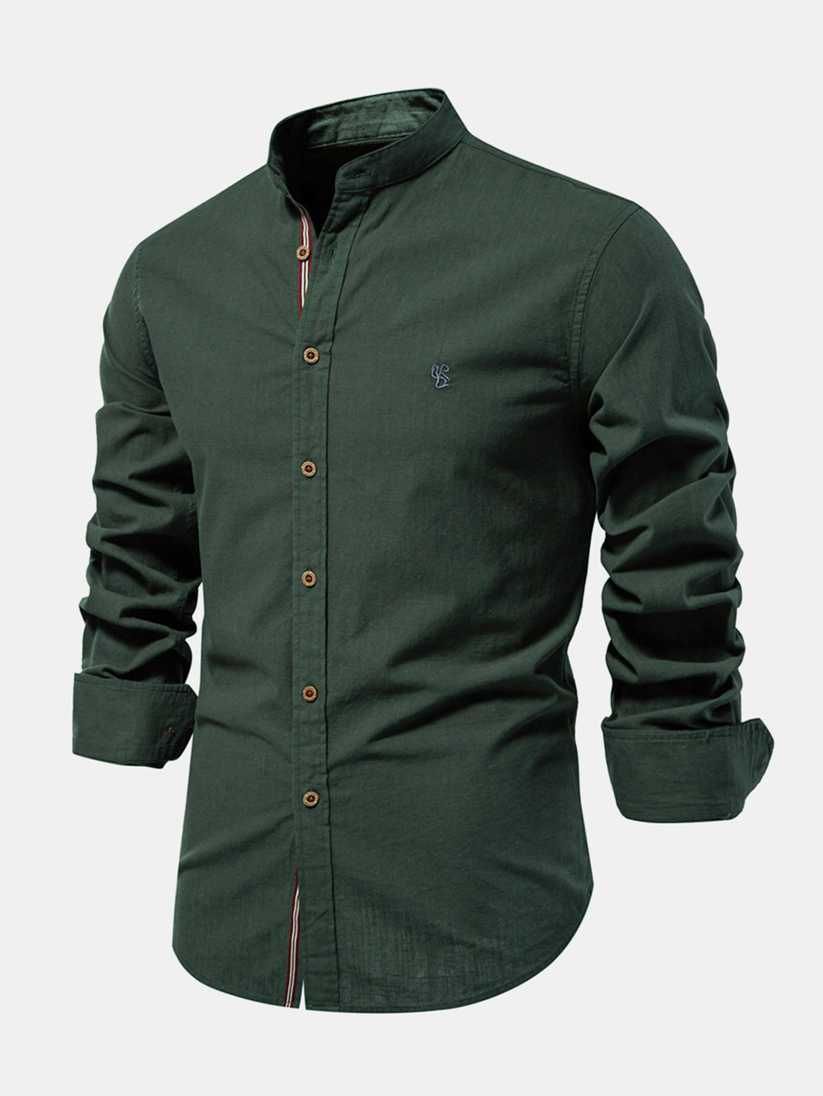 Camicia a maniche lunghe con collo alto e effetto lino.