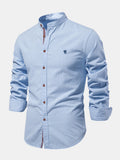 Camicia a maniche lunghe con collo alto e effetto lino.