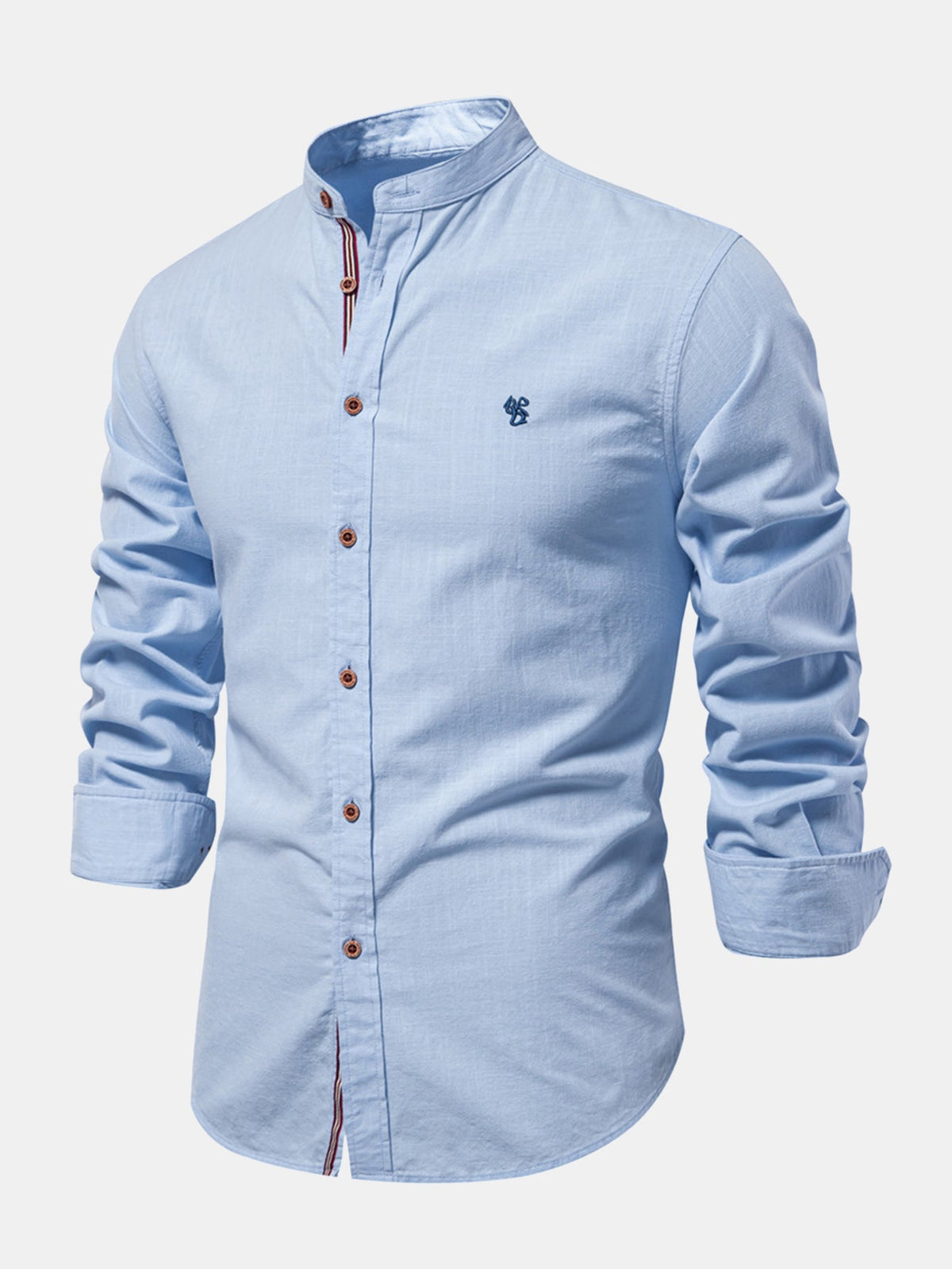 Camicia a maniche lunghe con collo alto e effetto lino.