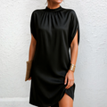 Abito mini nero con collo alto