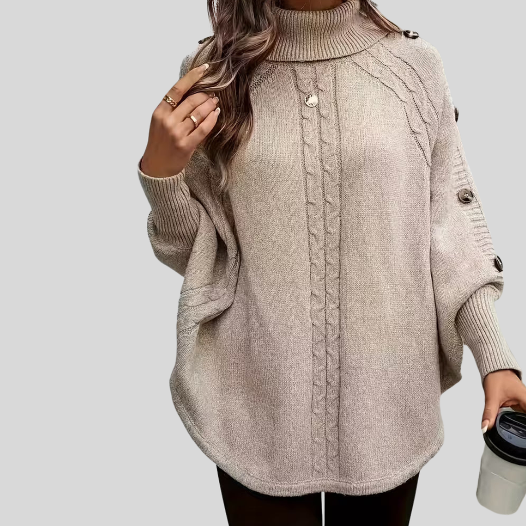 Léa | Poncho a Collo Alto con Trecce