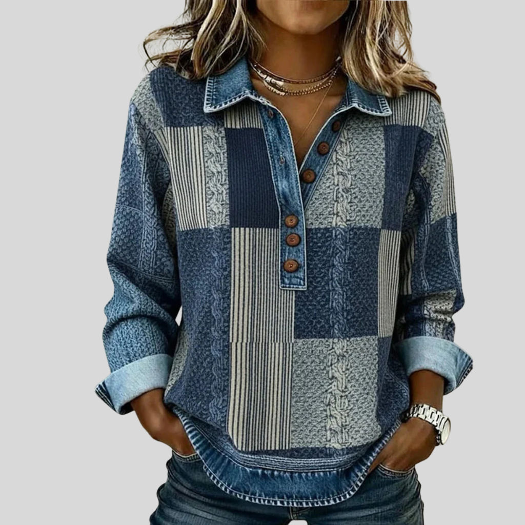 Sylvie | Maglione Patchwork Effetto Denim