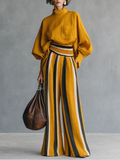 Valeria | Completo Camicia Ampia e Pantaloni a Righe, Giallo Senape