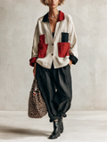 Lidia | Completo Camicia Color Block e Pantaloni Ampi, Beige e Nero
