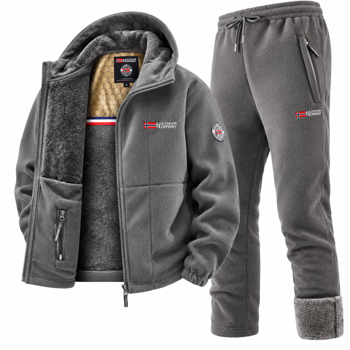 Marcus | Completo Tuta Uomo Retrò in Pile con Giacca e Pantaloni