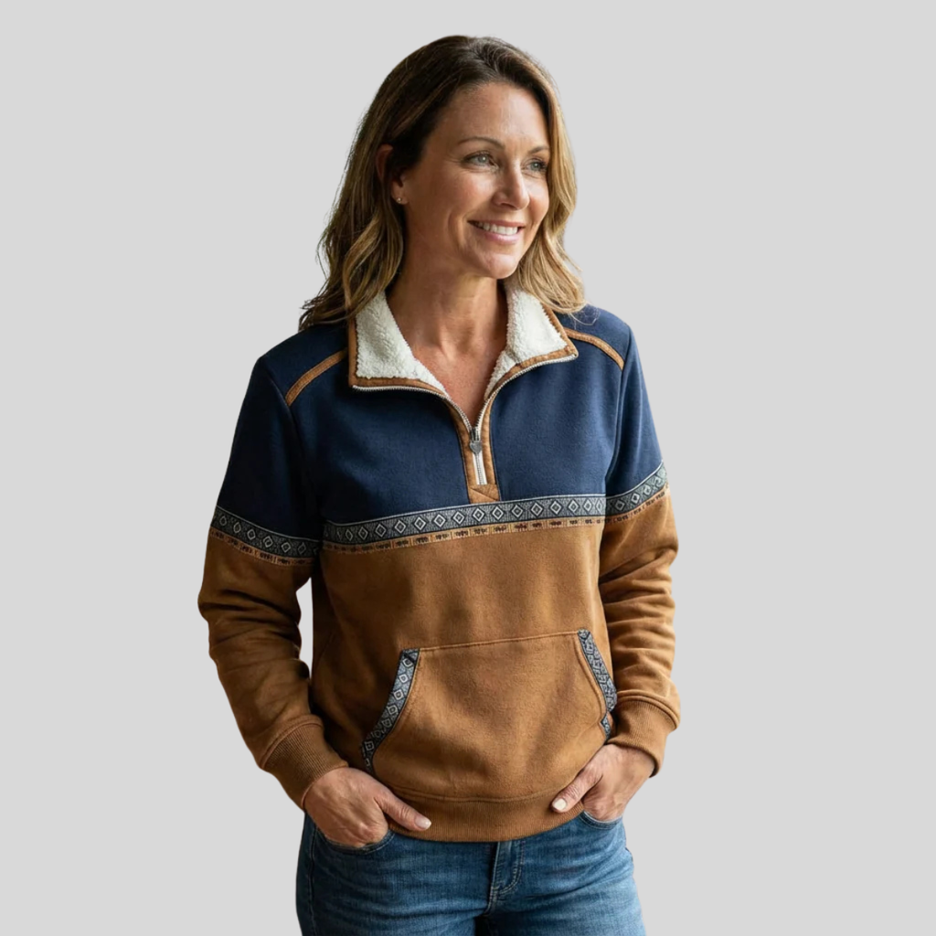Lucie | Maglione Bicolore con Mezza Zip