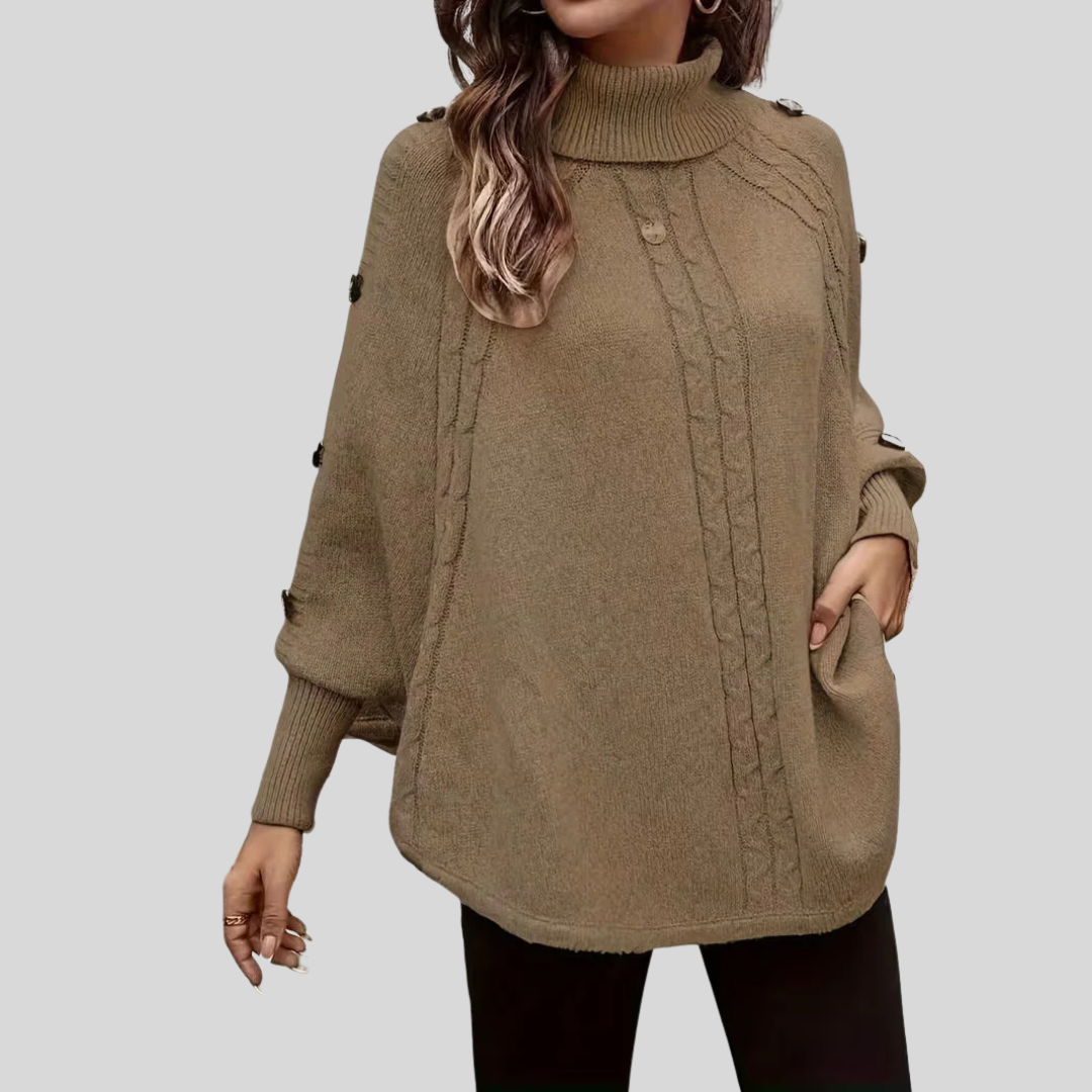 Léa | Poncho a Collo Alto con Trecce