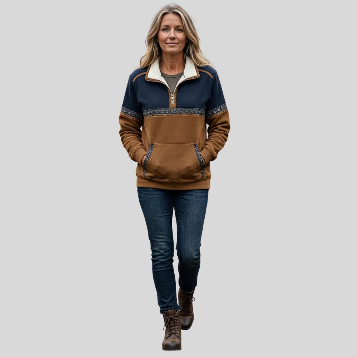 Lucie | Maglione Bicolore con Mezza Zip