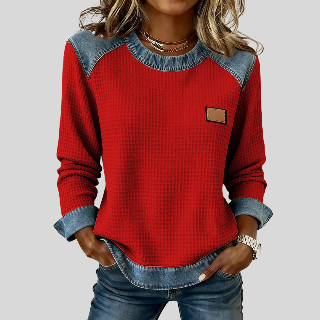 Amélie | Felpa Waffle Effetto Denim