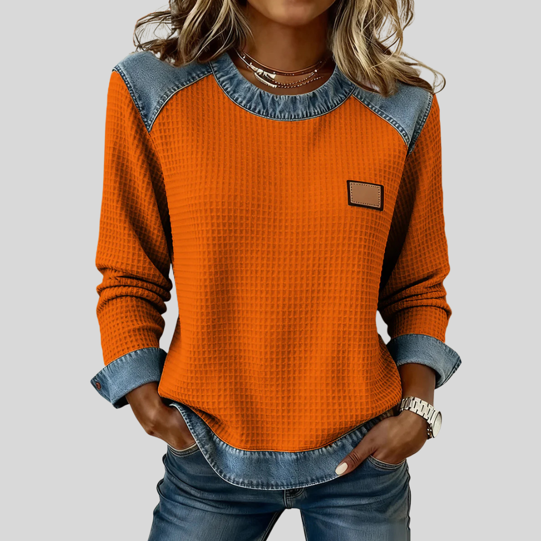 Amélie | Felpa Waffle Effetto Denim