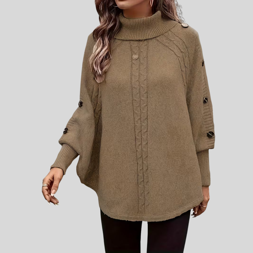 Léa | Poncho a Collo Alto con Trecce