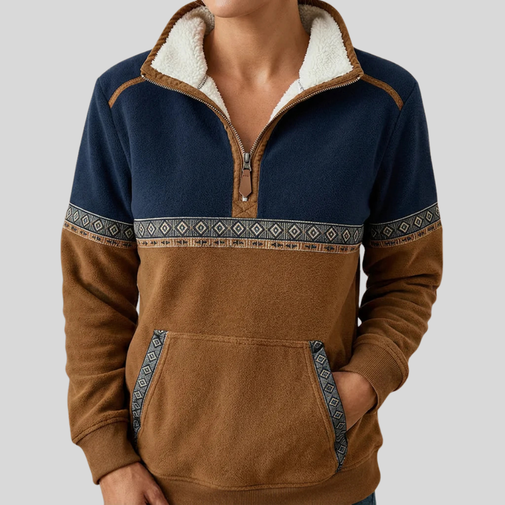 Lucie | Maglione Bicolore con Mezza Zip