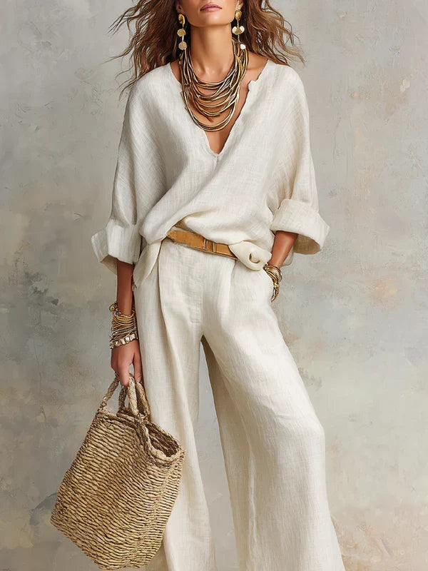 TARA · COMPLETO RESORT IN LINO NATURALE