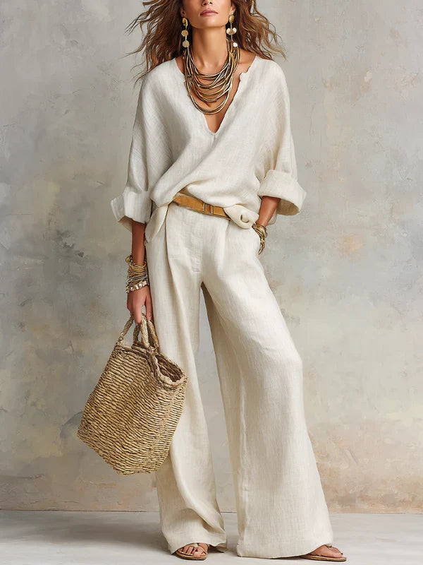 TARA · COMPLETO RESORT IN LINO NATURALE
