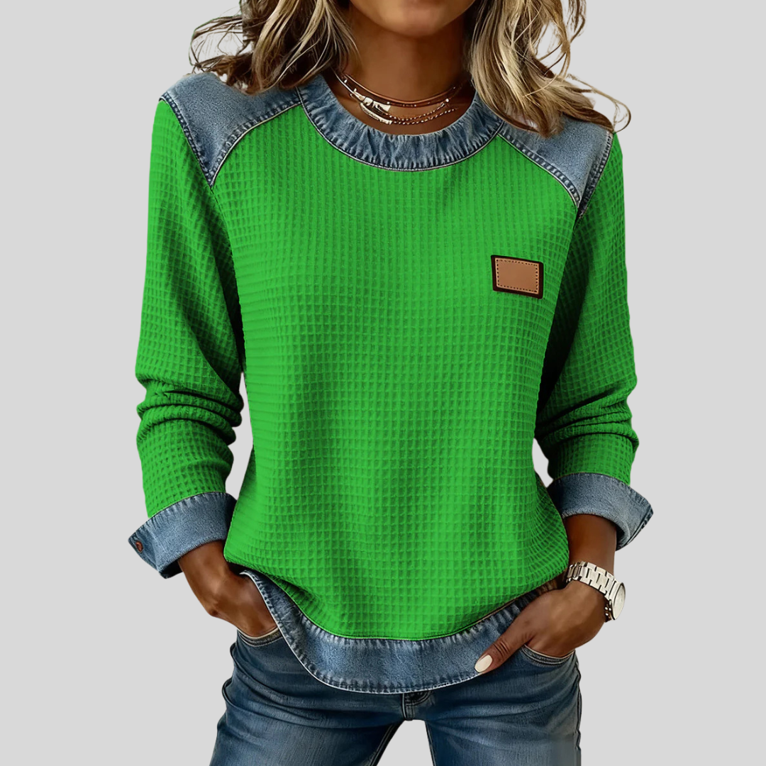 Amélie | Felpa Waffle Effetto Denim