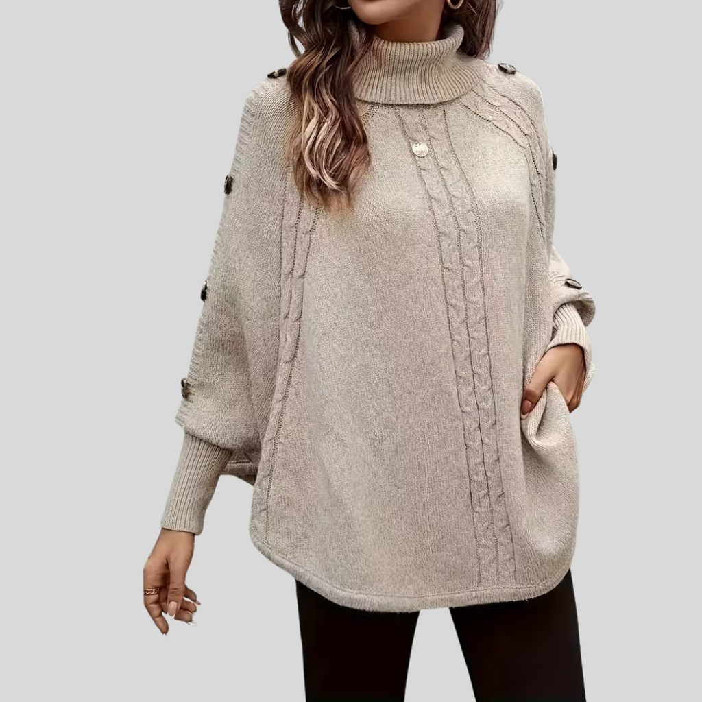 Léa | Poncho a Collo Alto con Trecce
