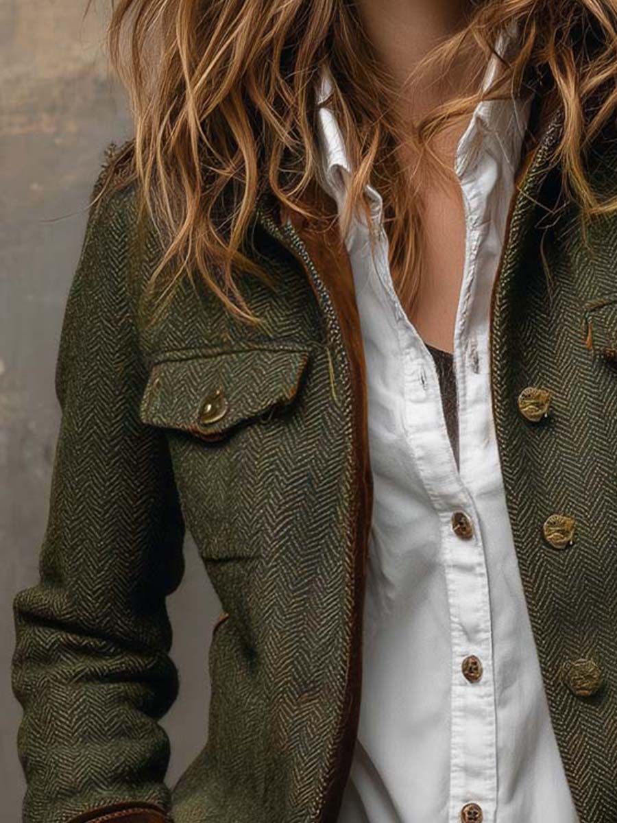 Dolores | Blazer Spigato con Bordo a Contrasto