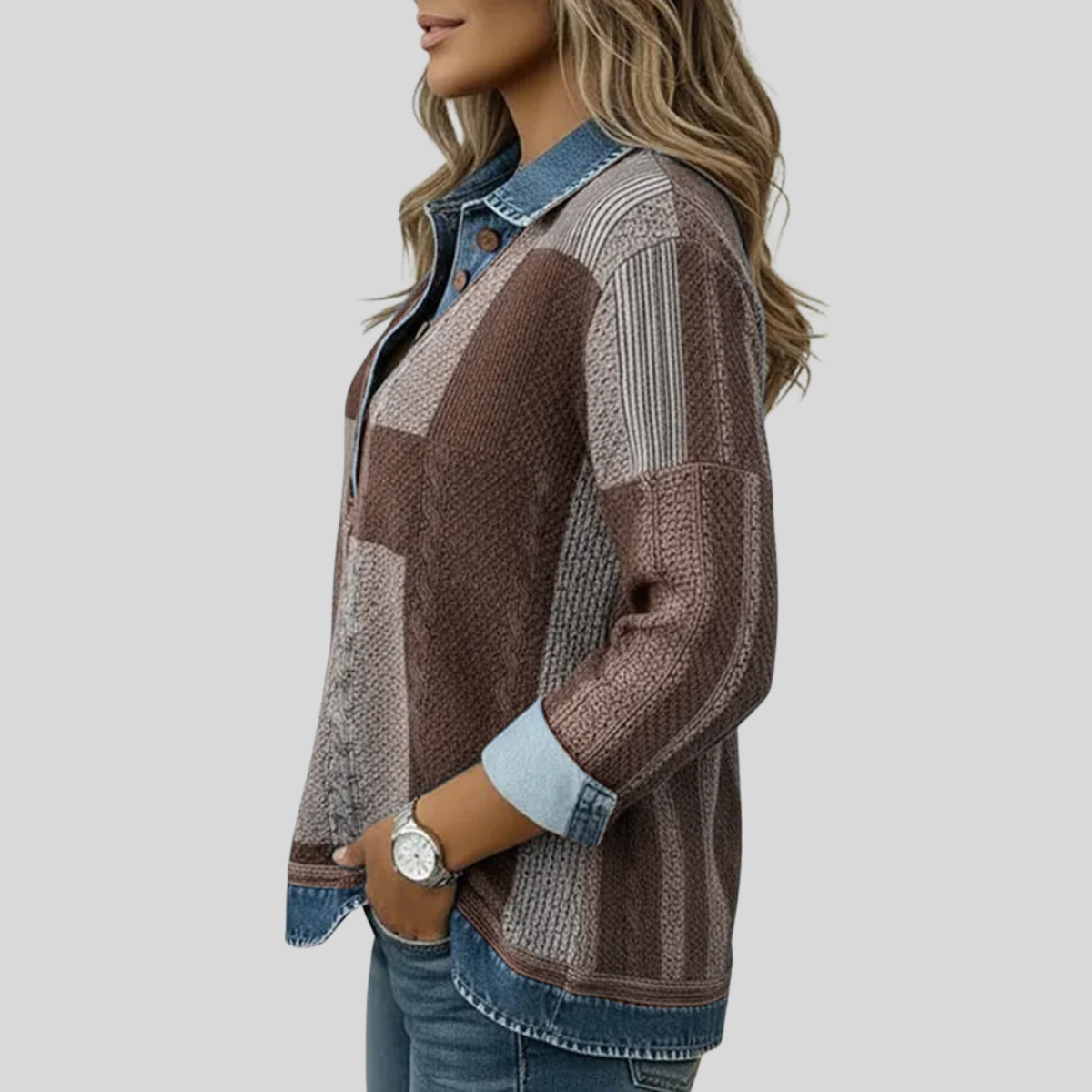 Sylvie | Maglione Patchwork Effetto Denim