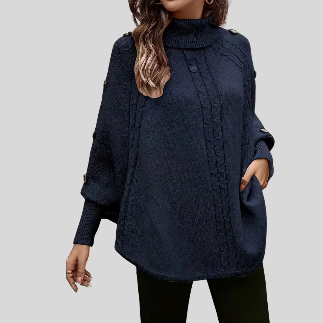 Léa | Poncho a Collo Alto con Trecce