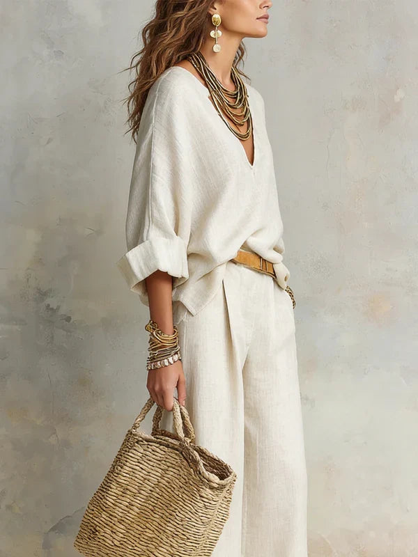 TARA · COMPLETO RESORT IN LINO NATURALE
