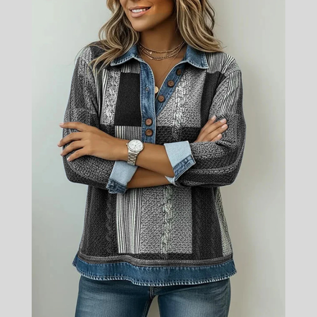 Sylvie | Maglione Patchwork Effetto Denim