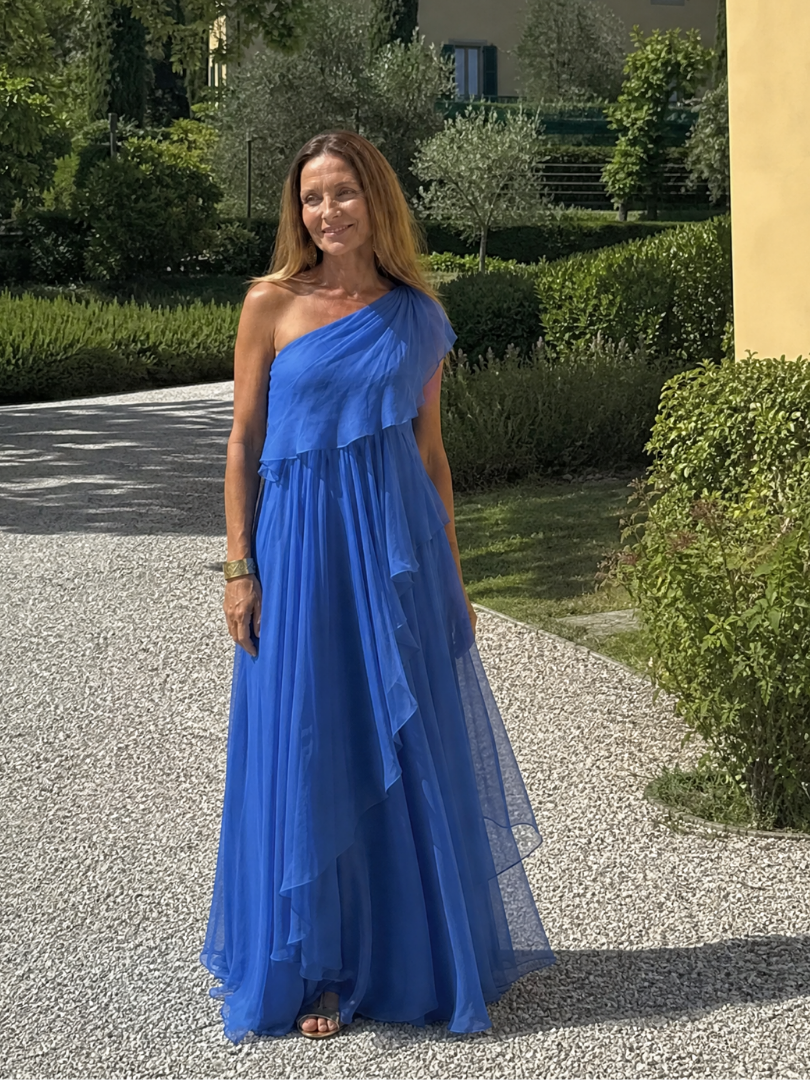 Tracey™ | Abito Lungo Monospalla con Balze a Cascata