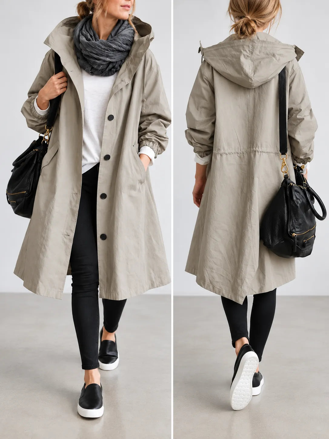Maisie | Cappotto Oversize con Cappuccio e Bottoni