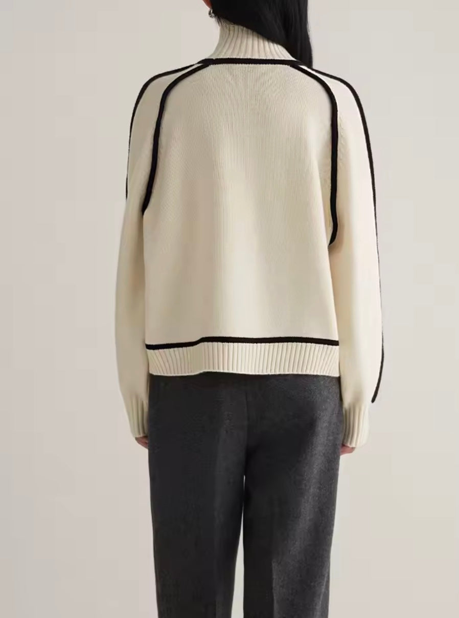 Silvia | Maglione a Collo Alto con Contrasti