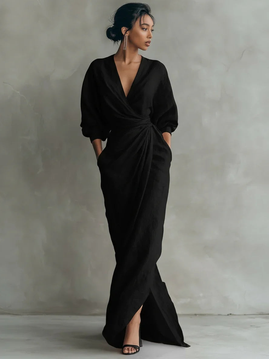 Abito maxi Lorena con scollo a V