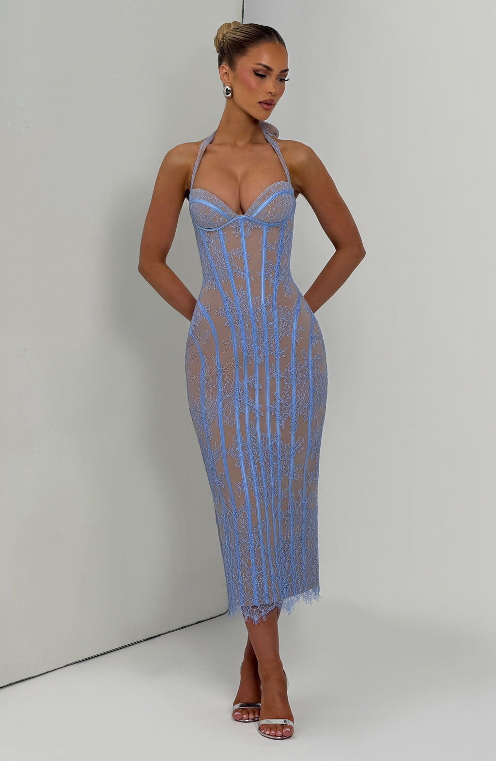 Abito midi Rona - Azzurro polvere