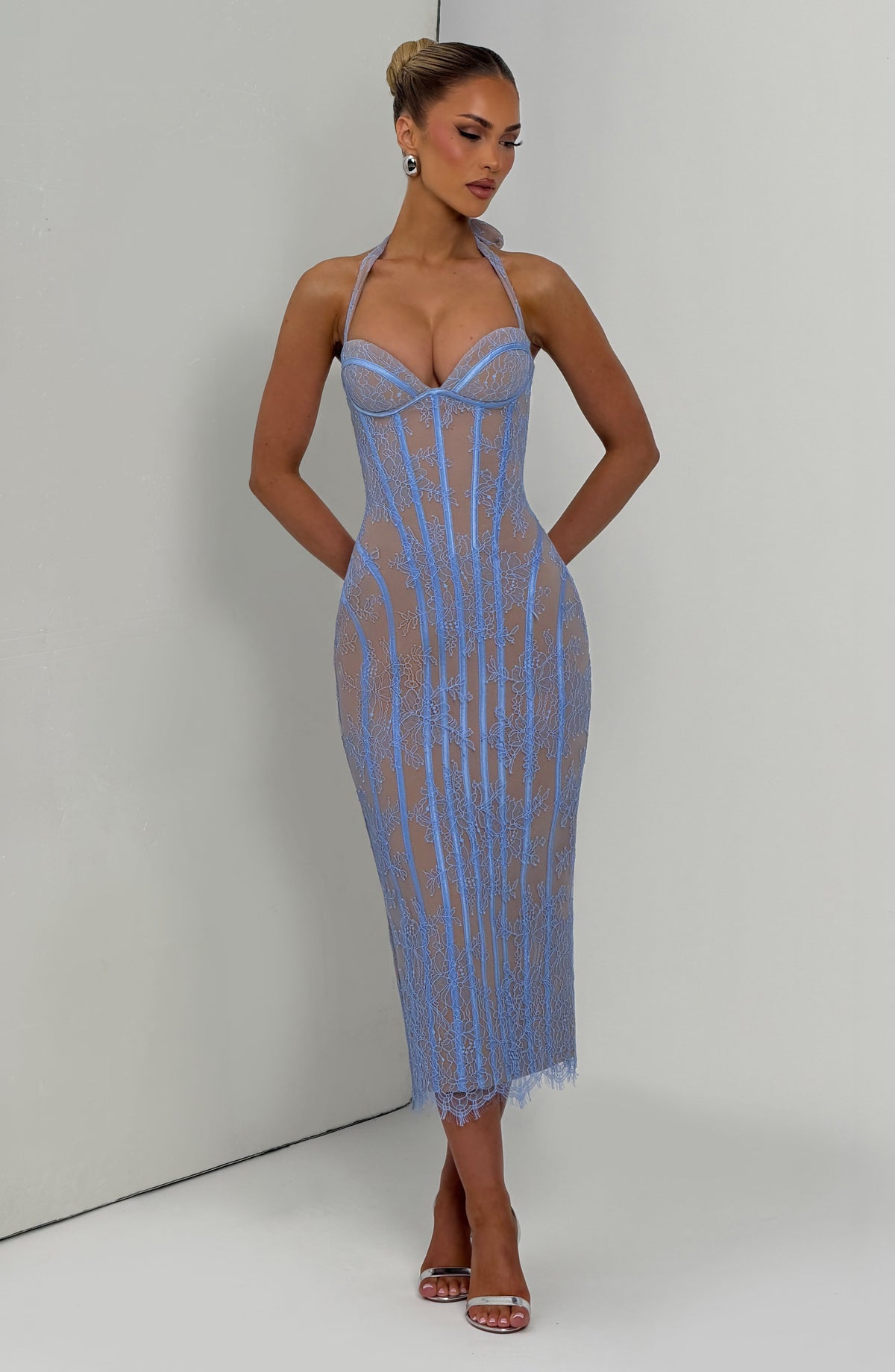 Abito midi Rona - Azzurro polvere