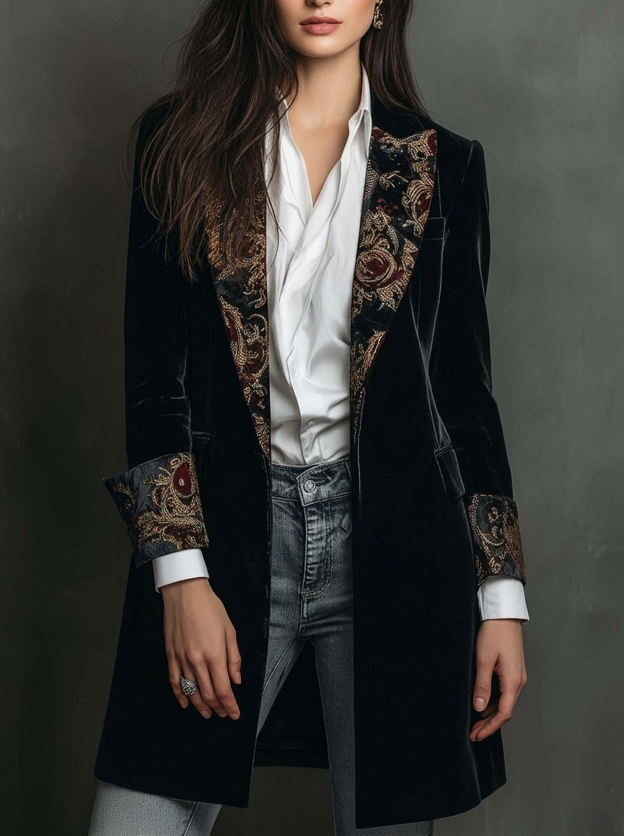 Marta | Blazer Sciancrato con Stampa Barocca
