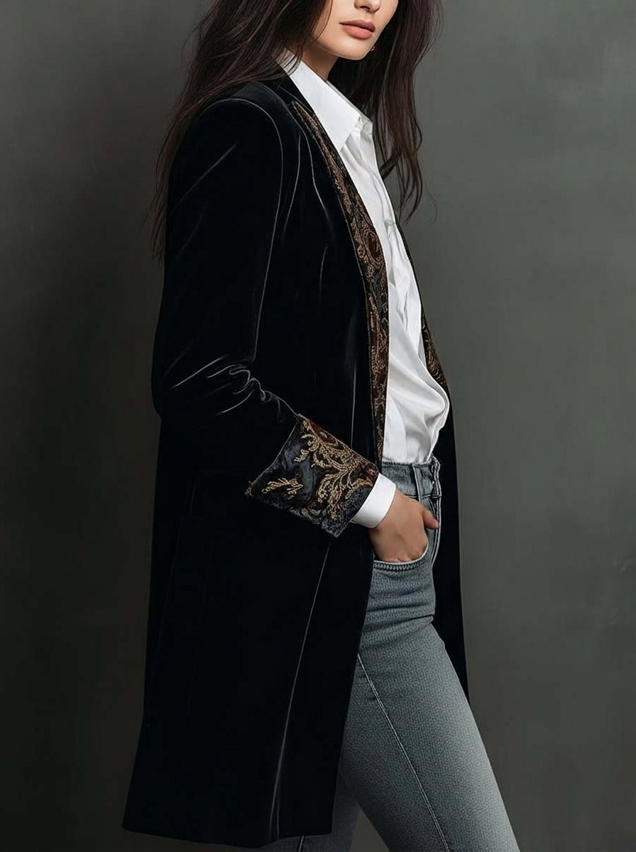 Marta | Blazer Sciancrato con Stampa Barocca