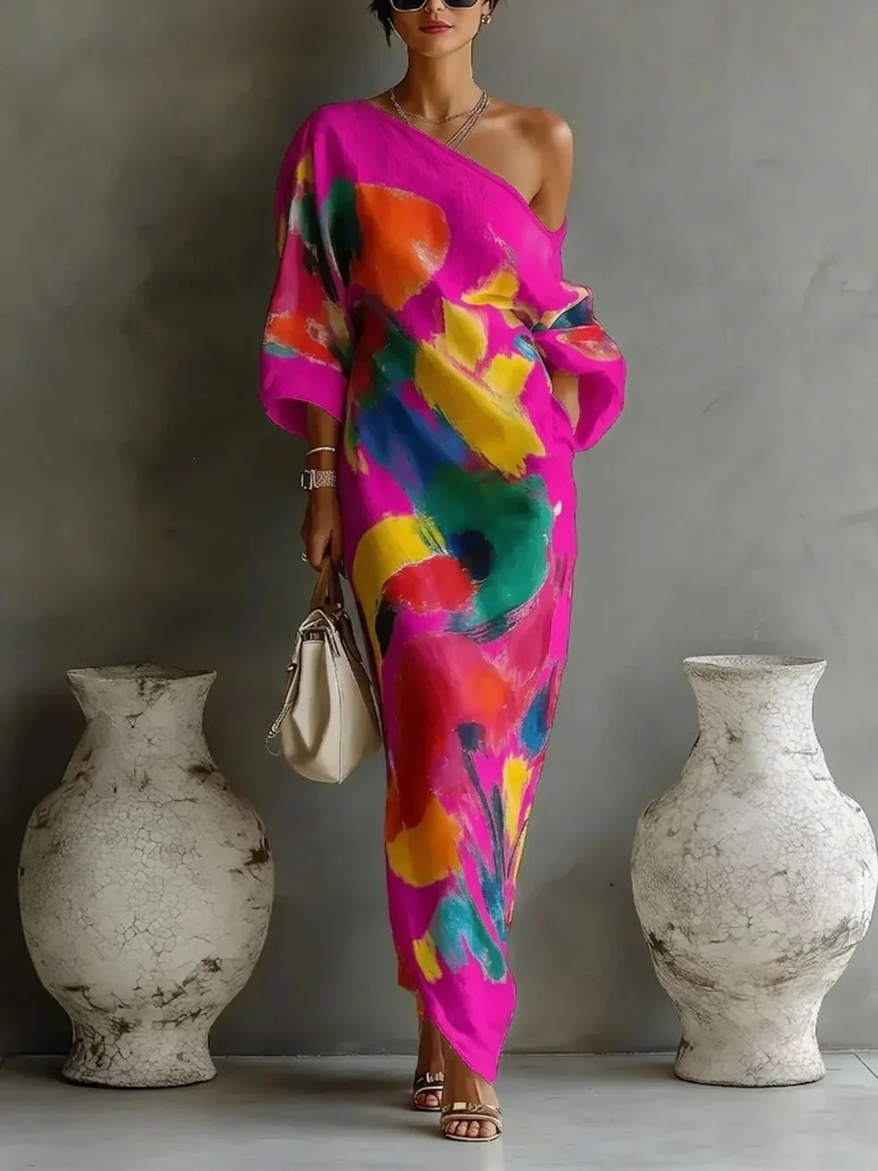 Danella™ | Abito Maxi con Stampa Astratta