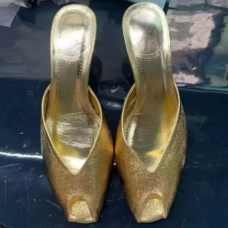Isabella | Mules Dorate Eleganti con Tacco