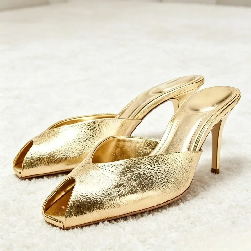 Isabella | Mules Dorate Eleganti con Tacco