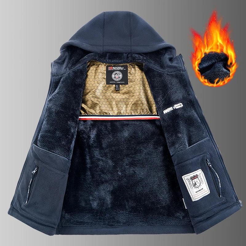 2025 nuevo conjunto de ropa deportiva de invierno para hombre, chaqueta de lana gruesa de entrenamiento Retro + Pantalones, conjunto de dos piezas, traje de chándal informal para correr y esquí