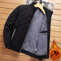 Chaqueta Bomber de Otoño Invierno para Hombre, Forro Polar con Patrón de Diamantes, Chaqueta Casual, Ropa de Moda Masculina 2026, Nueva, Corte Ajustado