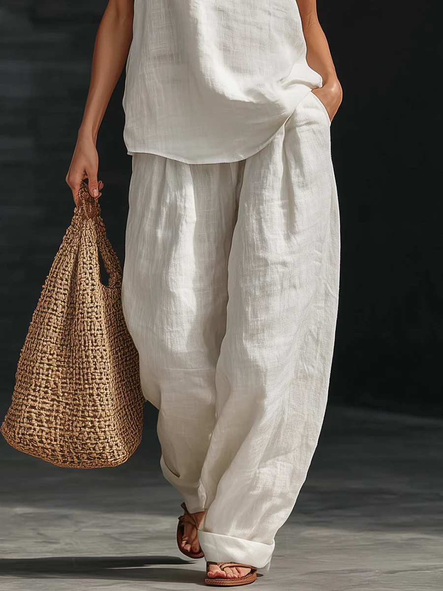 Carlotta | Completo Elegante Senza Maniche con Pantaloni a Gamba Larga