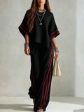 Teresa | Completo Boho a Righe Color-Block, Nero