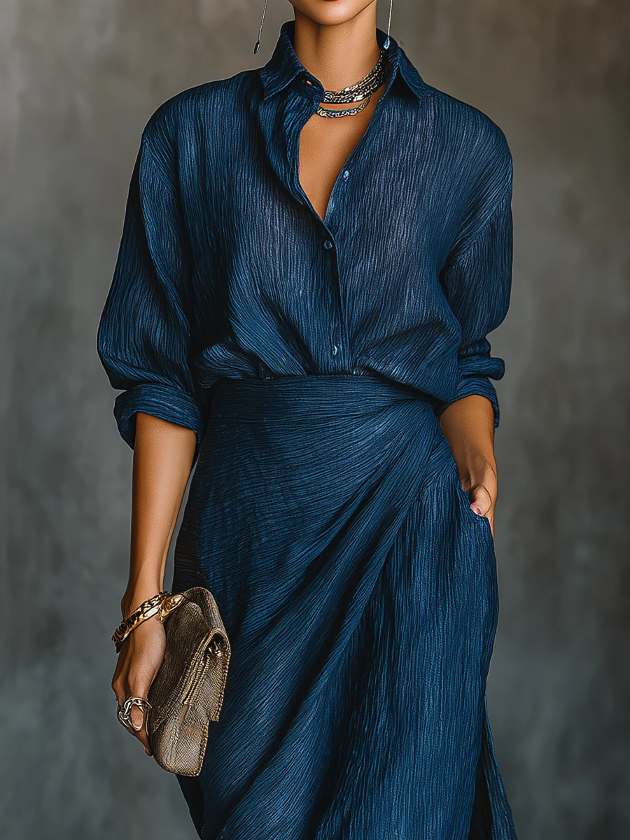 Céleste | Completo Elegante Camicia e Gonna Lunga