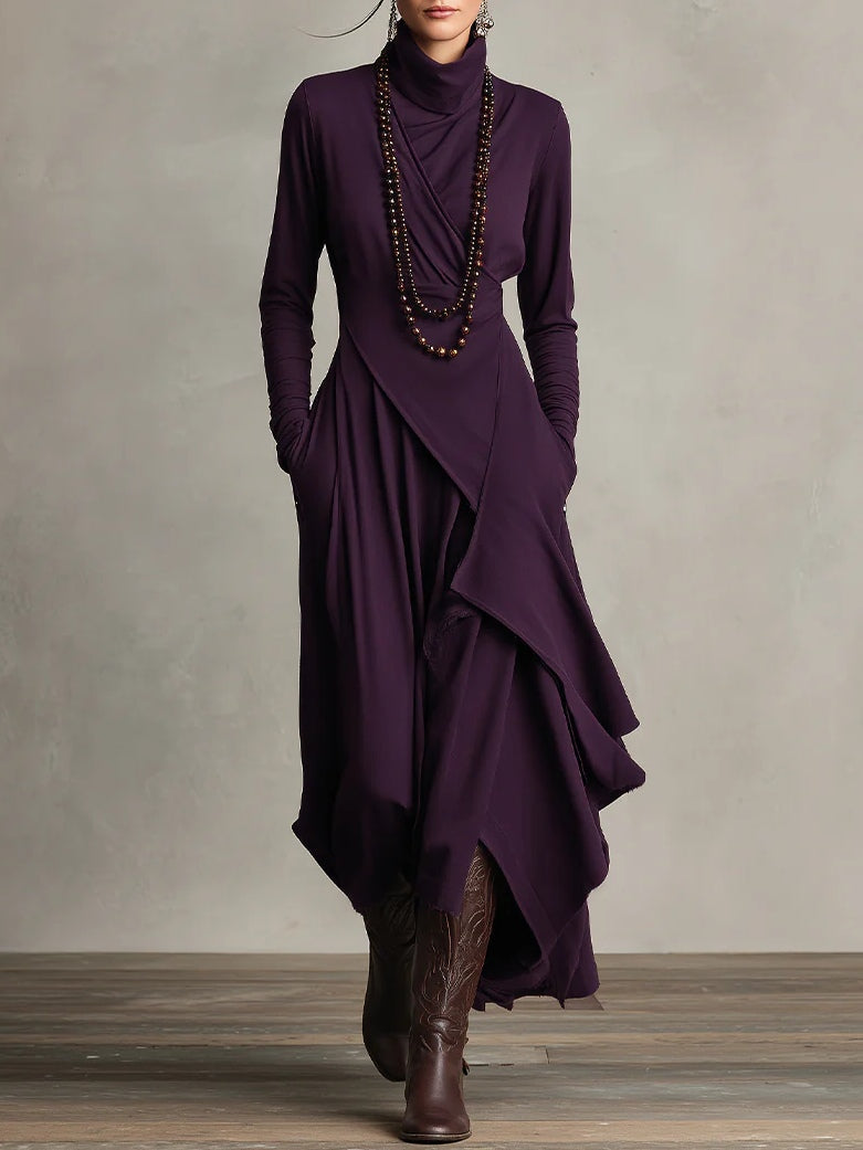 Victoria | Abito Vintage Asimmetrico con Collo Alto