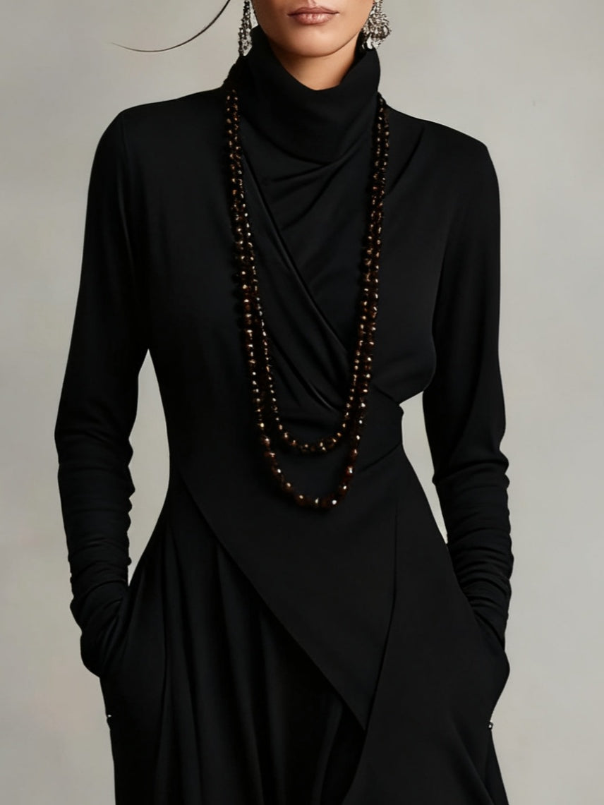 Victoria | Abito Vintage Asimmetrico con Collo Alto