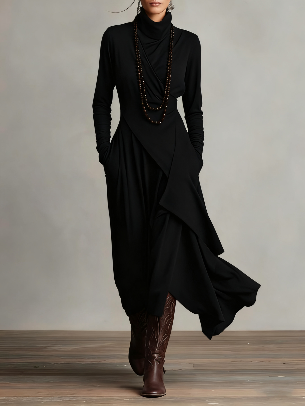 Victoria | Abito Vintage Asimmetrico con Collo Alto