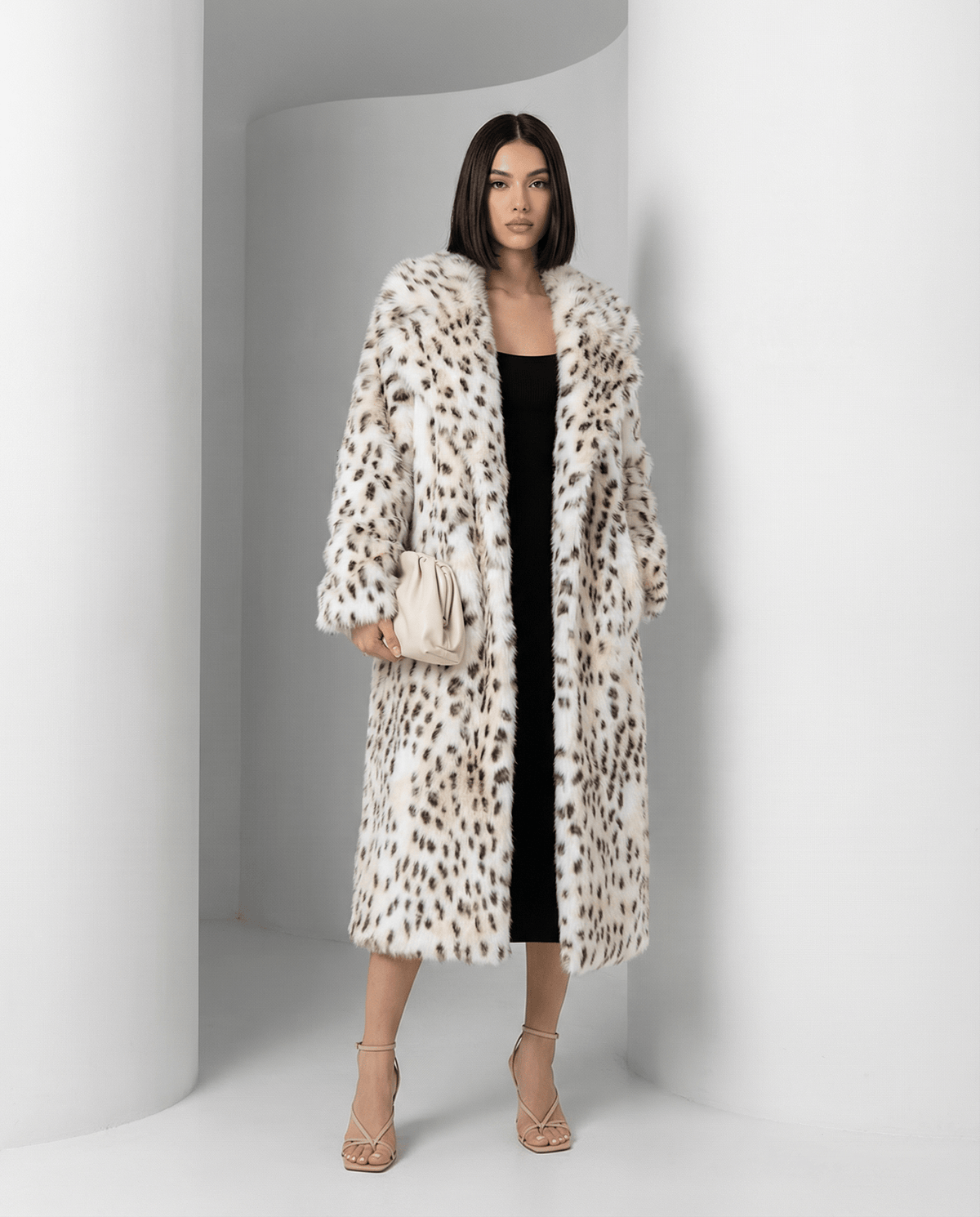 Asteria | Cappotto in ecopelliccia effetto leopardo bianco ghiacc