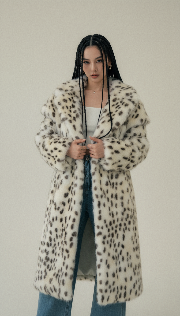 Asteria | Cappotto in ecopelliccia effetto leopardo bianco ghiacc