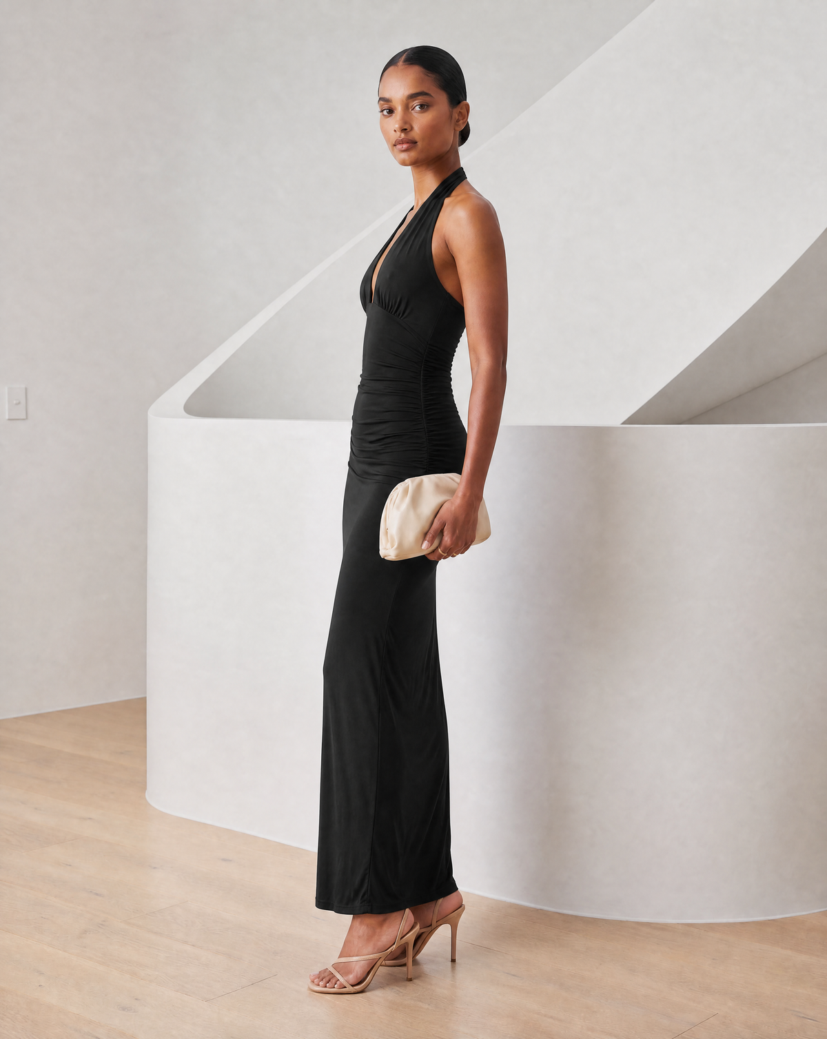 Meridiane | Abito maxi con scollo all’americana