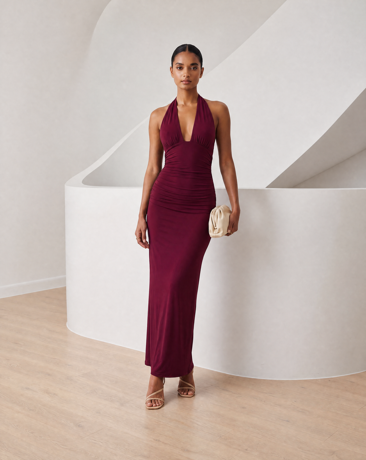 Meridiane | Abito maxi con scollo all’americana
